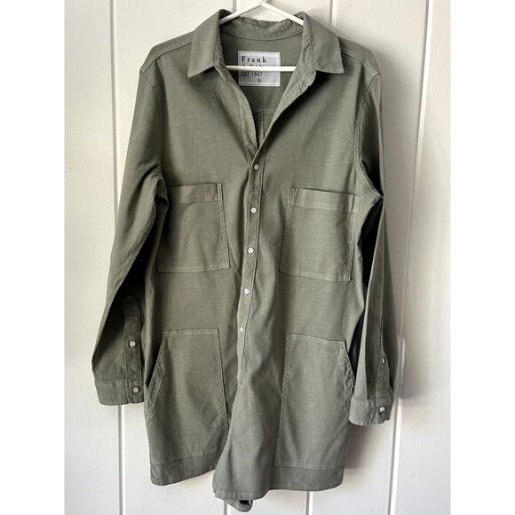 Frank and Eileen Romper Ireland Long Sleeve Playsuit Sage Green Linen Size XL - Picture 2 of 7